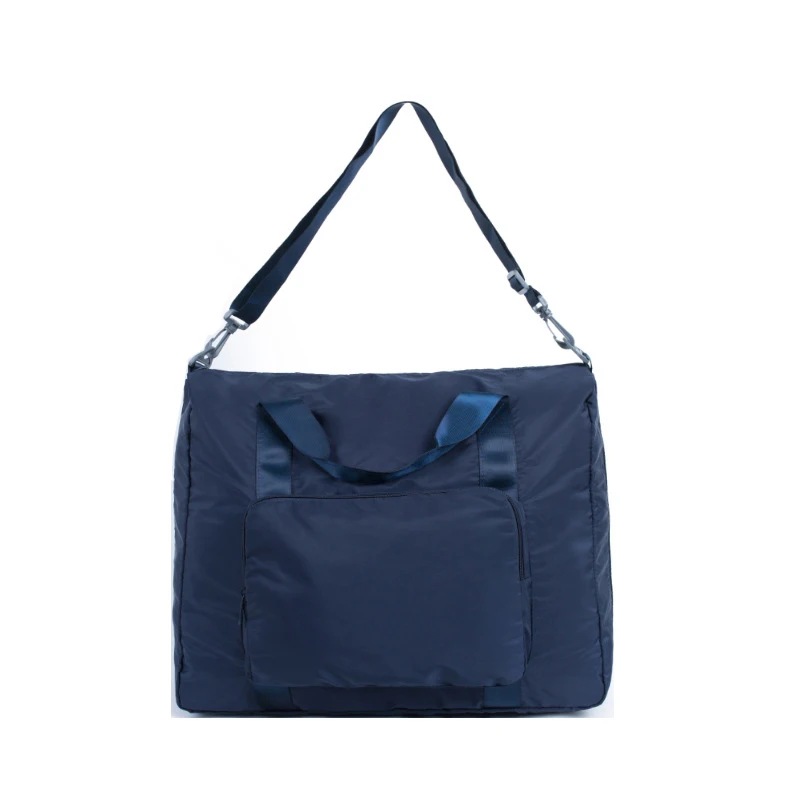 Navy blue New Foldable Large Travel Bag Women Fashion Big Duffle Bag Shoulder Portable Weekend Bags Waterproof Travel Organizer Tote Pink - Цвет: Navy blue