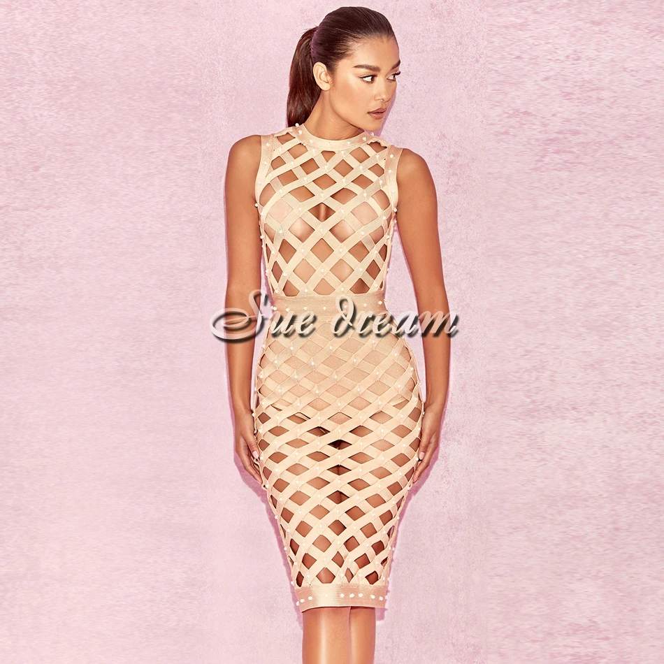 2017 летнее Новое Бандажное платье без рукавов с круглым вырезом сексуальное