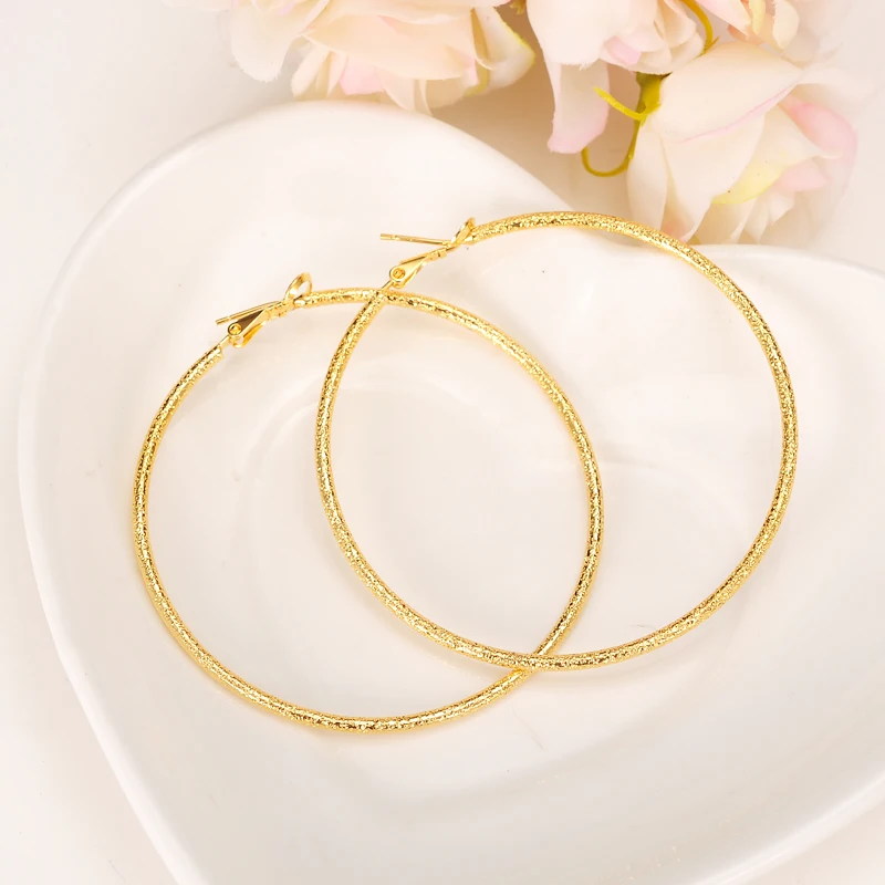 Большие круглые модные серьги новые трендовые 14 k ЖЕЛТЫЕ твердые тонкие позолоченные ювелирные изделия 30 мм Диаметр большие серьги для женщин