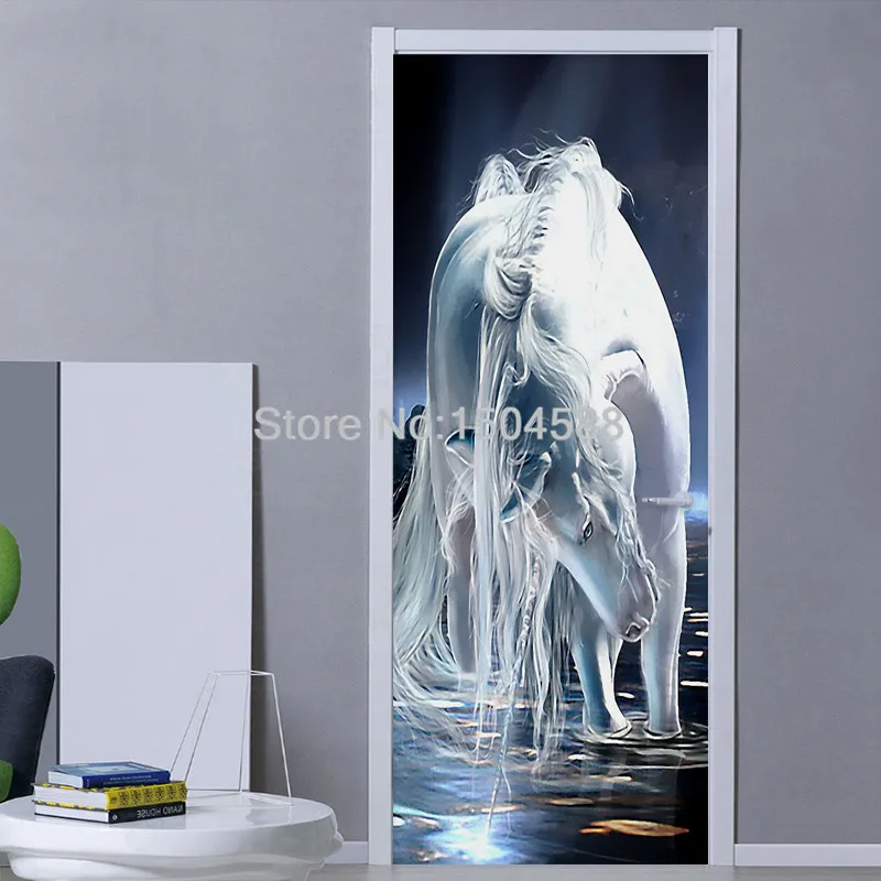 Современные креативные DIY двери Стикеры 3D абстрактная лошадь искусство обои Гостиная Спальня домашний дизайн Декор для двери ПВХ настенные наклейки
