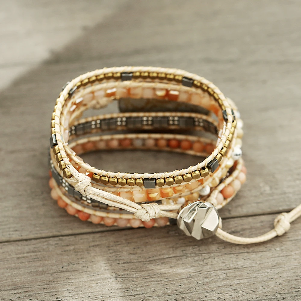 Прямая поставка кожаный браслет ручной работы в стиле бохо уникальный эффектный