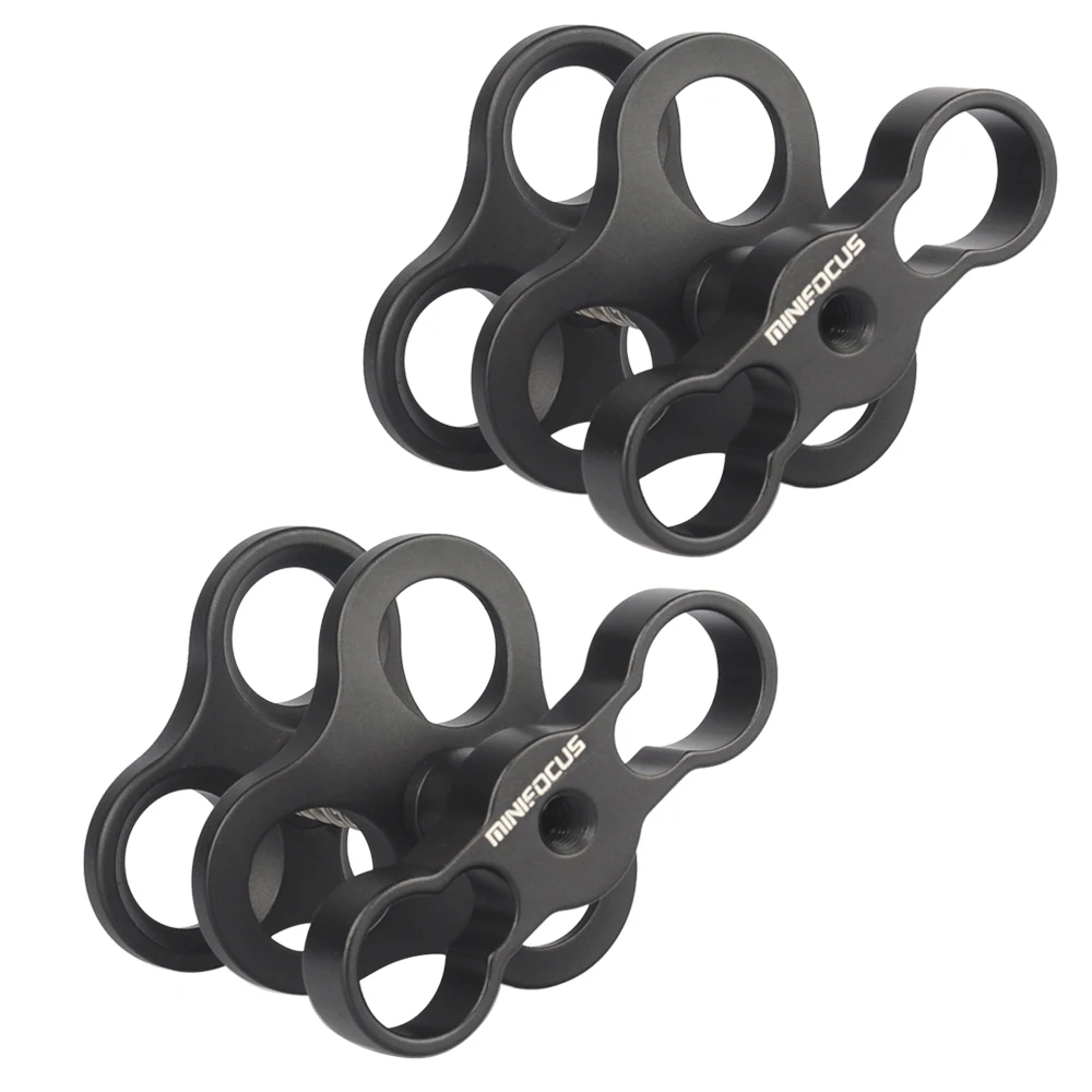 Triple 1&quot Ball Clamp Diving Camera Bracket Aluminum Spring Flashlight Three 3 Mount Clip for Underwater Photography System |