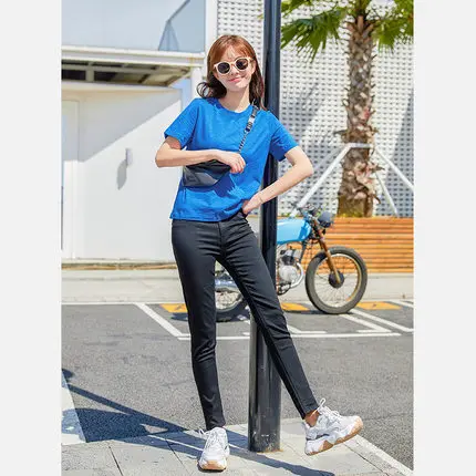 dark blue SEMIR футболка Женская Новинка хлопковые футболки женские s vogue винтажные футболки хлопковые Женские топы с круглым вырезом и коротким рукавом - Цвет: dark blue