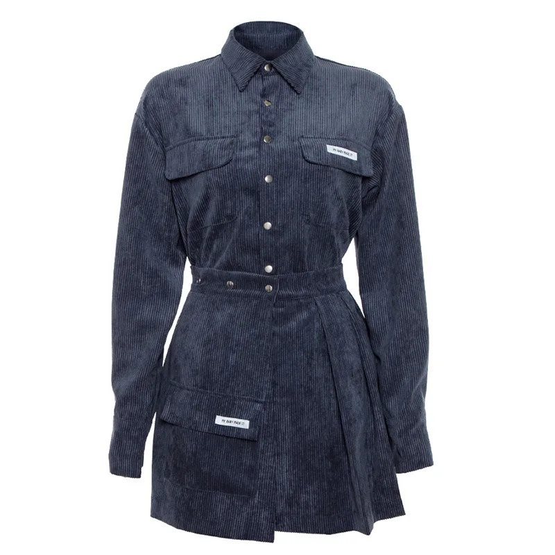 Женская Вельветовая куртка с длинным рукавом и юбка комплект из 2 предметов