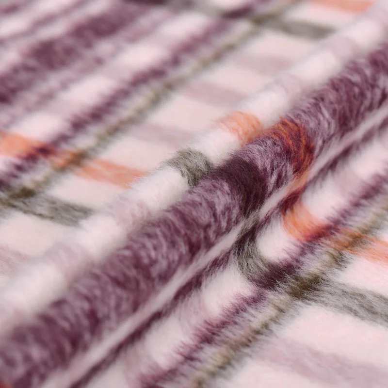 Клетчатая Длинная шерстяная супер мягкая шерсть ткань осень и зима одежда ткани