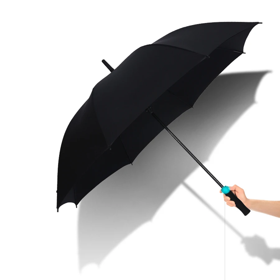 Мужской Зонт Черный креативный большой длинный дождевик с ручкой светодиодный