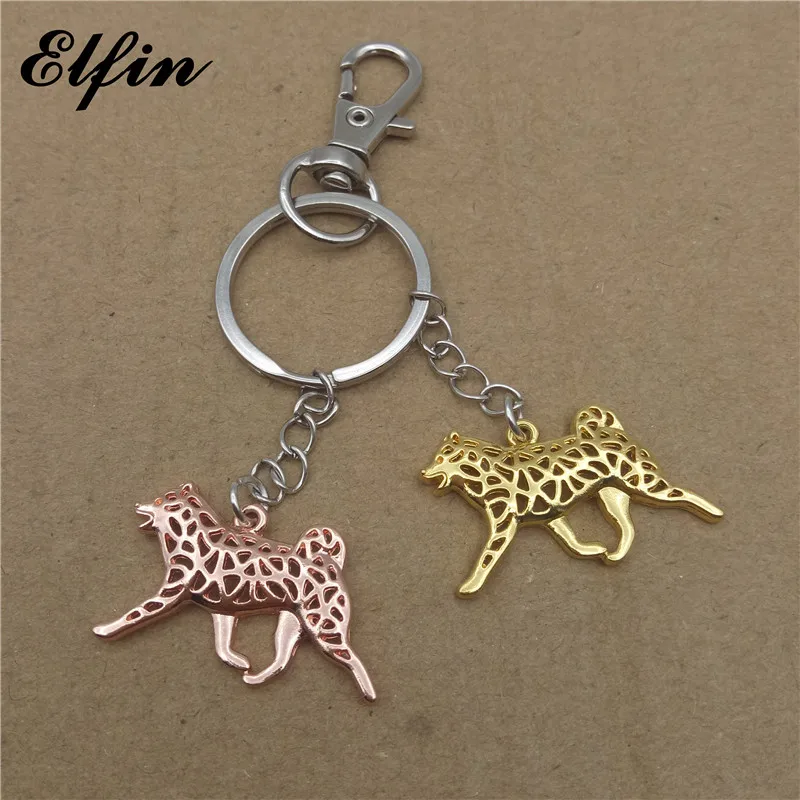 Модные брелки Elfin в виде Сиба-ину золотого и серебряного цвета украшения для