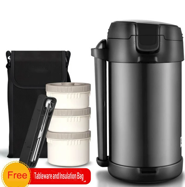 2000ML Food Lunch Box Stainless Steel Container For Hot Soup Vacuum Flask Thermos Insulated Kitchen School Lunch Boxes