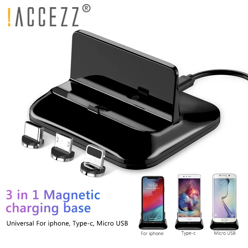 accezz universal phone stand holder magnetic charger for iphone x xs max xr micro usb type c for redmi huawei lighting charging free global shipping