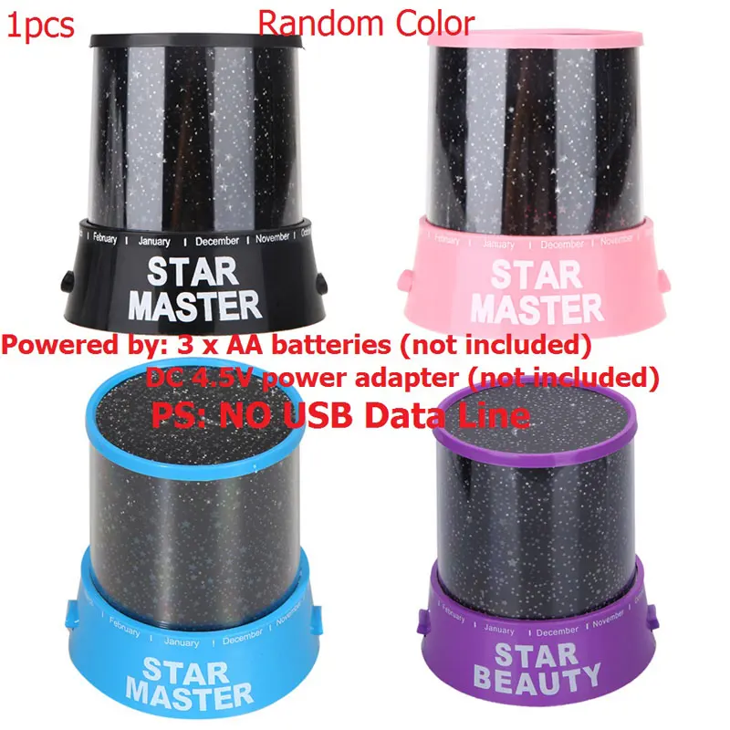 Random Color Светодиодный ночник, проектор, звездное небо, луна, вращающийся сон, Романтический светодиодный USB проекционный светильник для детей, детская спальня, рождественский подарок - Испускаемый цвет: Random Color