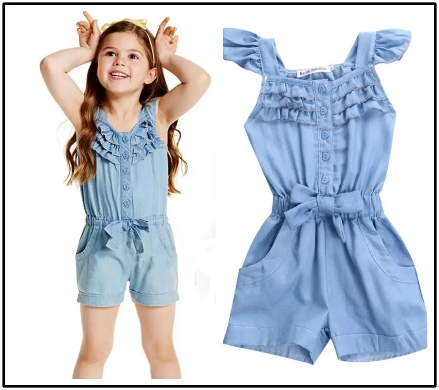 Летние модные комплекты одежды для девочек комбинезон одежда детские