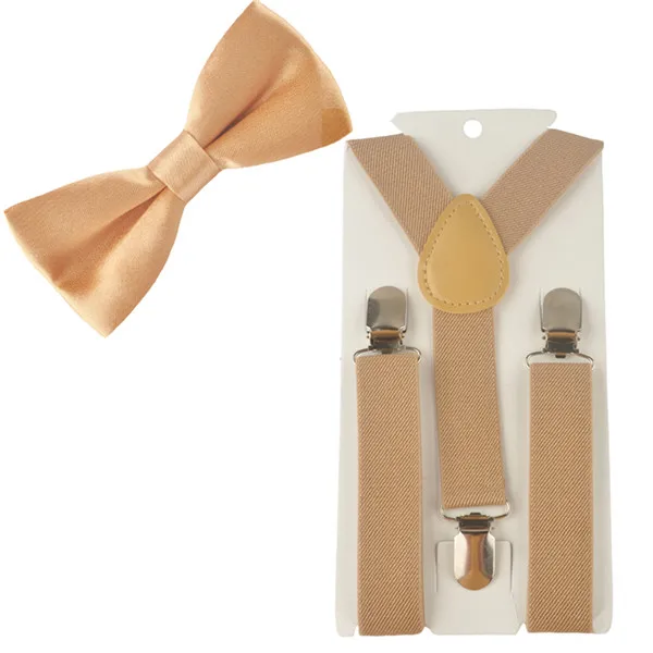 Beige Комплект из 2 предметов; Детские подтяжки разных цветов для мальчиков; галстук-бабочка; легко носить для мальчиков; TR0003 - Цвет: Beige