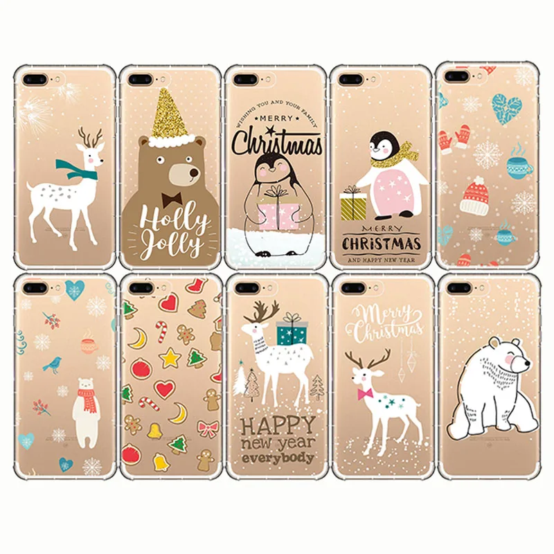 Merry Christmas Happy New Year gift Soft Silicone phone Case Cover For iPhone 6 7 8 X 10 5 5s 6s se Plus |