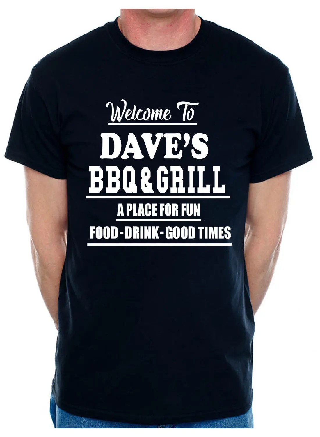 Индивидуальные мужские футболки любое имя или слово Dave's BBQ ваше название