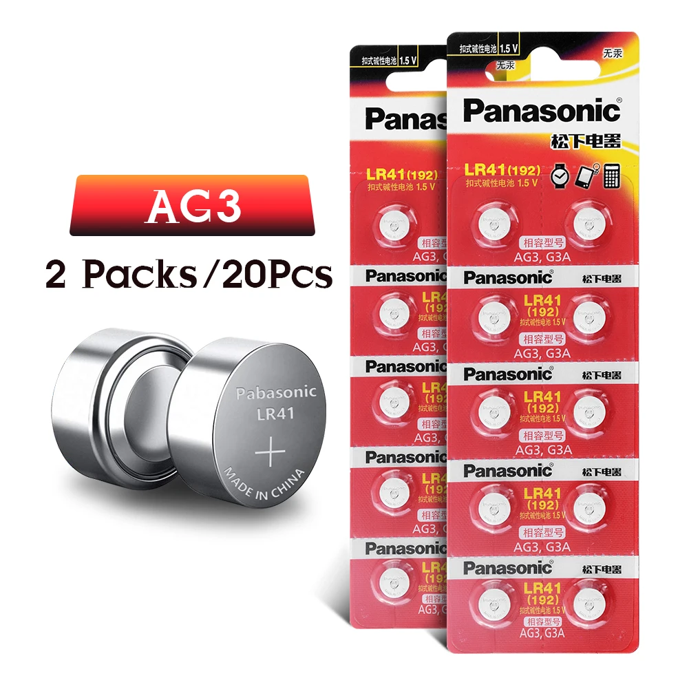 20 штук LR41 кнопочная ячейка SR41 AG3 G3A L736 192 392A батареи Panasonic трансформаторного двигателя Mn-Zn/MnO2 1,5 V Литиевые Батарейки-таблетки