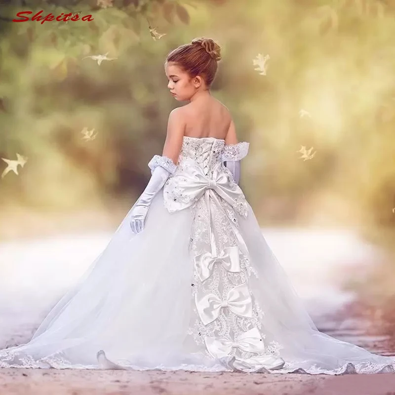 Белые кружевные платья с цветочным рисунком для девочек на свадьбу