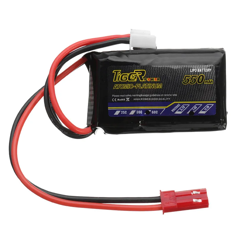 Аккумуляторная батарея Tiger Power 7 4 в 550 мАч 60C 2 S разъем JST для радиоуправляемой FPV