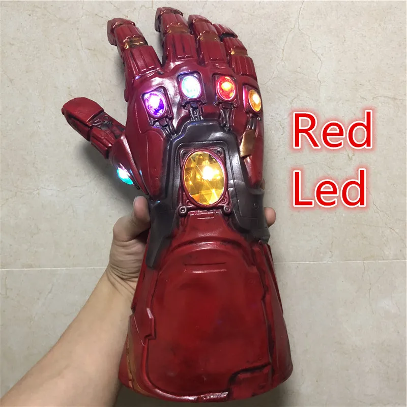 Red Led 1:1 светодиодный свет танос Бесконечность Gauntlet Гибкие пальцы Мстители Бесконечная война Косплэй перчатки со светодиодами дети подарок костюм Хэллоуин Pro - Цвет: Red Led