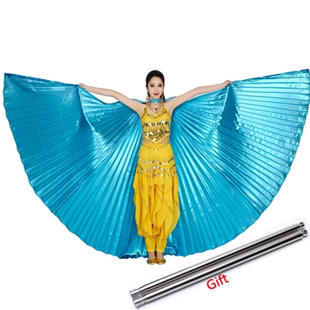 Ocean Blue Танец живота Isis Крылья принадлежности для танца живота Болливуд Восточный Египет египетские крылья костюм с палочками для взрослых женщин золото - Цвет: Ocean Blue
