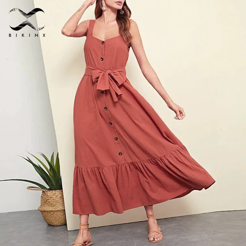 Bikinx Большие размеры длинное модное пляжное платье лето 2019 накидка на пуговицы