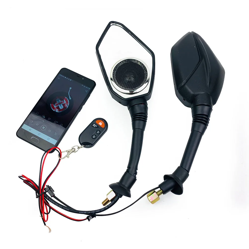 10 мм 8 мм мотоциклетное зеркало Bluetooth аудио заднего вида боковые зеркала скутер колонки fm-радио MP3 музыкальный плеер Противоугонная сигнализация