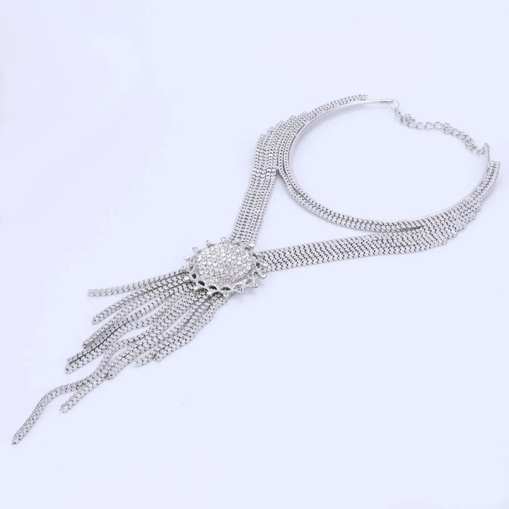 2017 модное богемное ожерелье ошейник с длинной кисточкой и большой цепочкой