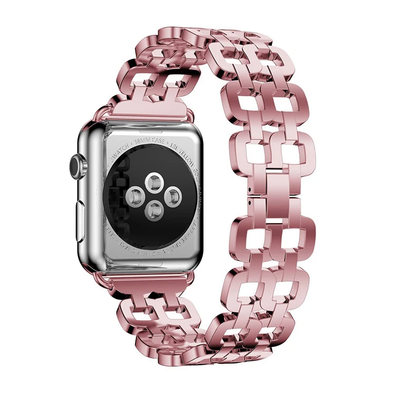 rose pink Ремешок из нержавеющей стали для Apple watch band 4 44 мм 40 мм correa iwatch 4 5 42 мм 38 мм ремешок для часов браслет на запястье серия 5/4/3/2 - Цвет ремешка: rose pink