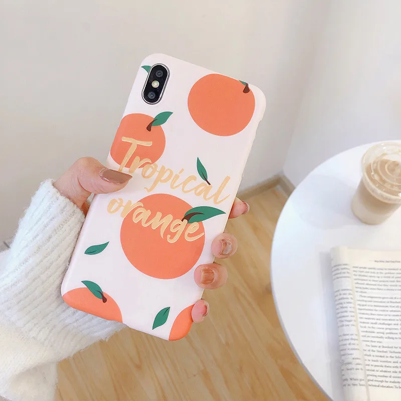 Милые апельсин мягкий чехол на корпус телефона для iPhone 8 7 6 S Plus силиконовый X XS MAX XR