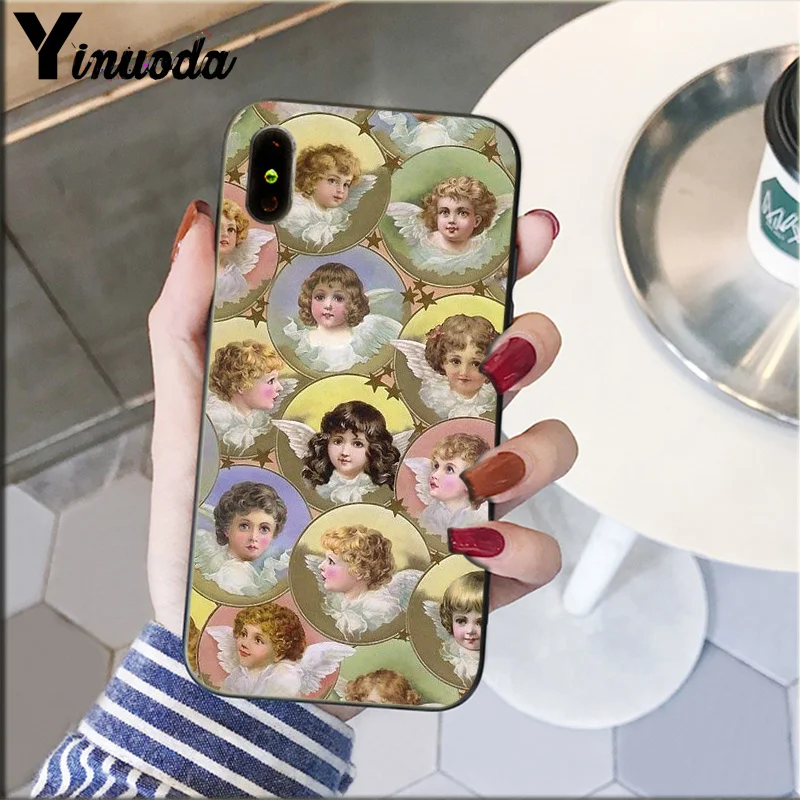 Yinuoda Renaissance angels черный ТПУ Мягкий силиконовый чехол для телефона Apple iPhone 8 7 6 6S Plus X XS MAX 5 5S SE XR чехол