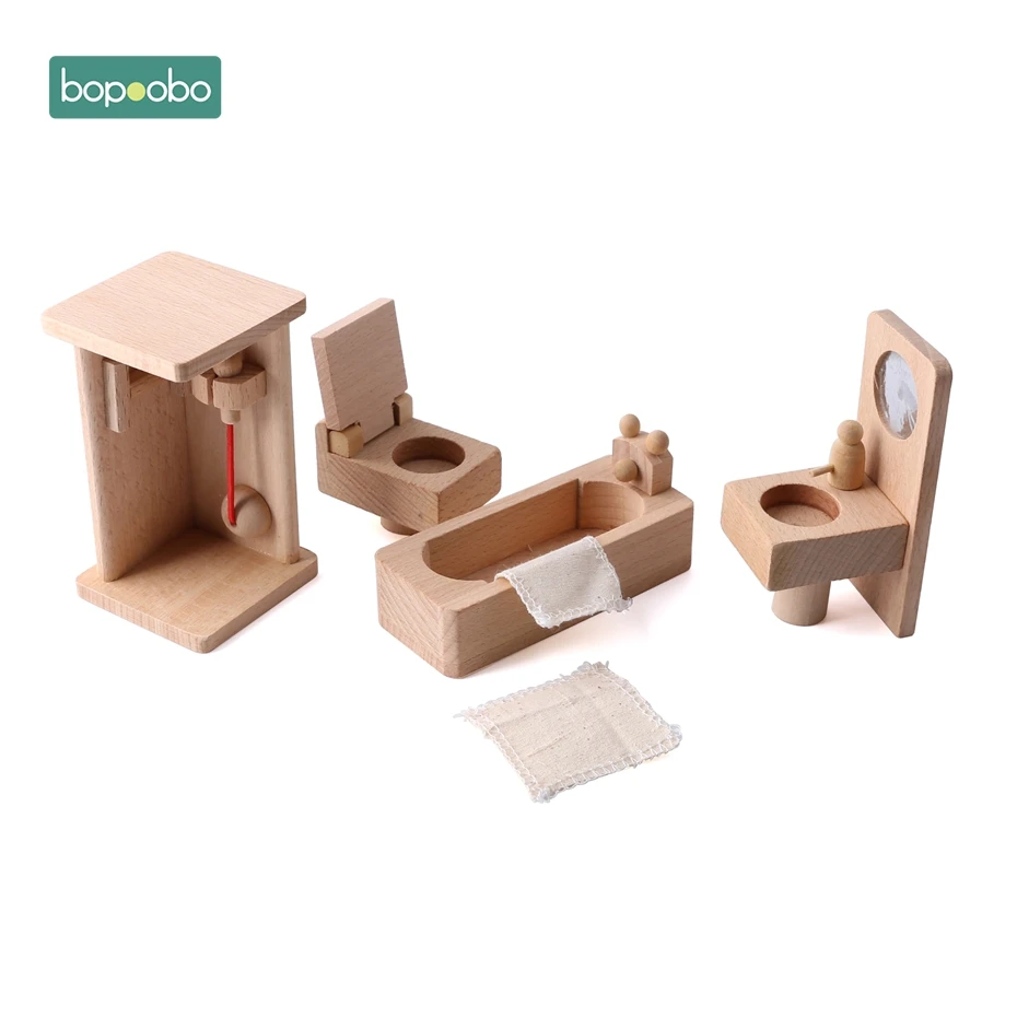 Bopoobo, Детские деревянные игрушки, детская мини-мебель, Tl, имитация гостиной, спальни, детские игровые игрушки, набор, вальдорфские игрушки, блоки
