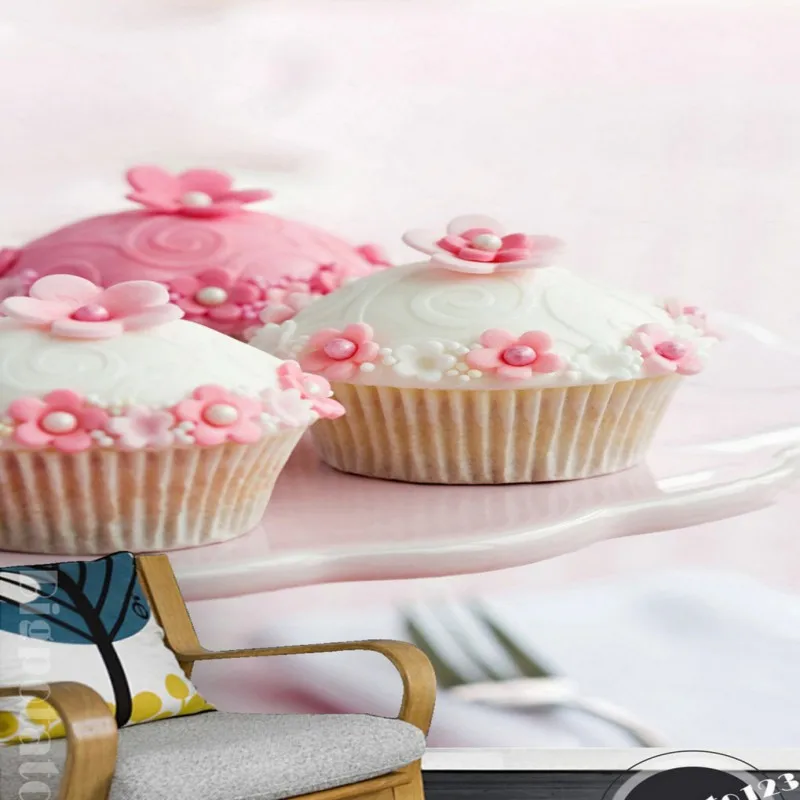 Вкусные Красочные цветы крем торт Фотография обои десерт магазин вход прихожей |