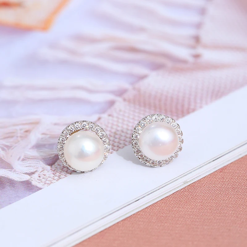 Серьги гвоздики DAIMI Silver Swan 6 7 мм белые серьги розовый пресноводный жемчуг|Серьги| |