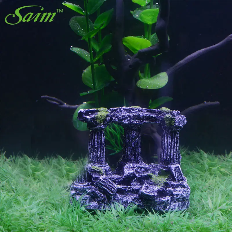 Новый аквариумный греческий храм Saim с 4 колоннами для аквариума украшение пещера