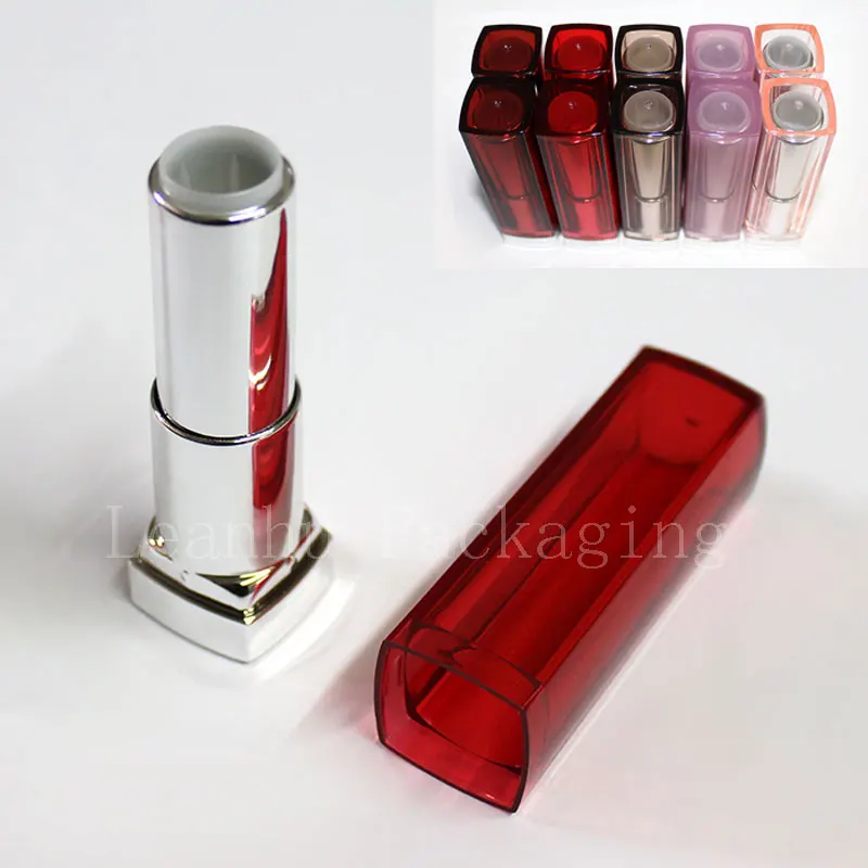 DIY empty square crystal shape lipstick tube containers, lip balm bottle high quality cosmetic makeup lip stick containers