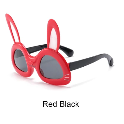 Red Black Ralferty солнцезащитные очки для детского праздника для девочек, милые детские куртки с кроликом из мультфильма солнцезащитные очки UV400 поляризованные очки с гибкой оправой детские очки подарок K3500 - Цвет линз: Red Black