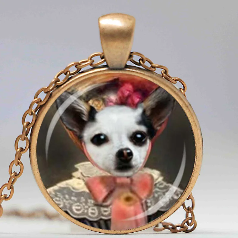 Кулон для чихуахуа с капотом подвеска изображением собаки стеклянный купол