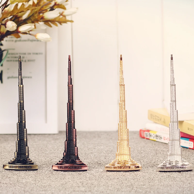 Figuritas de aleación de Metal de la torre Burj de Dubai, modelo artesanal de 7 pulgadas sin diamantes, decoración del hogar y recuerdos