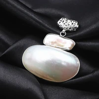 new natural white mother shell pearl pendant for women elegant fit diy necklace pendant accessories jewelry findings 40x45mm a10