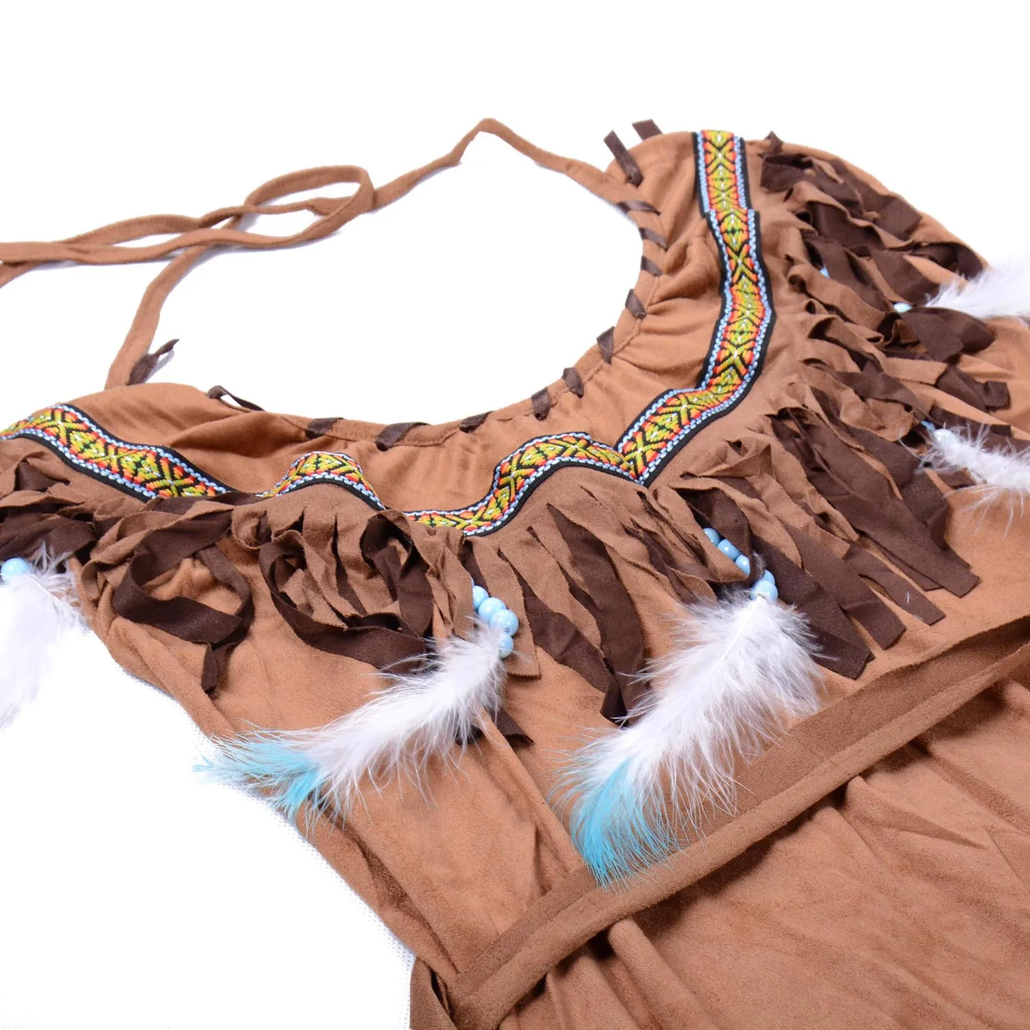 Женский костюм принцессы Pocahontas индийский на Хэллоуин коричневое платье для