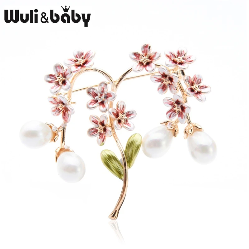 Женская эмалированная брошка Wuli &amp baby красная/фиолетовая с искусственным