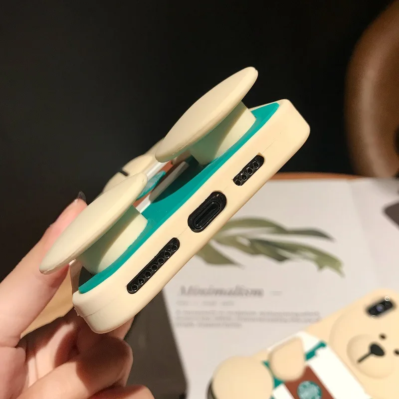 Мультяшная чашка кофе медведь для IPhone XS Max силиконовый чехол XR мобильный телефон