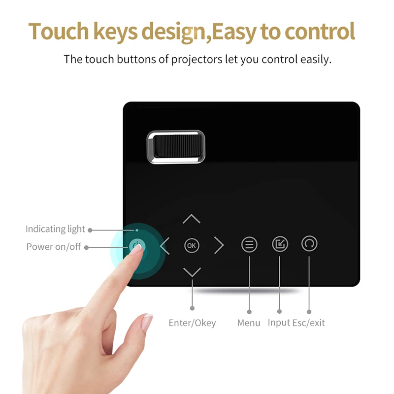 Everycom T200 мини проектор с сенсорными клавишами HDMI USB AV видеоигра портативный
