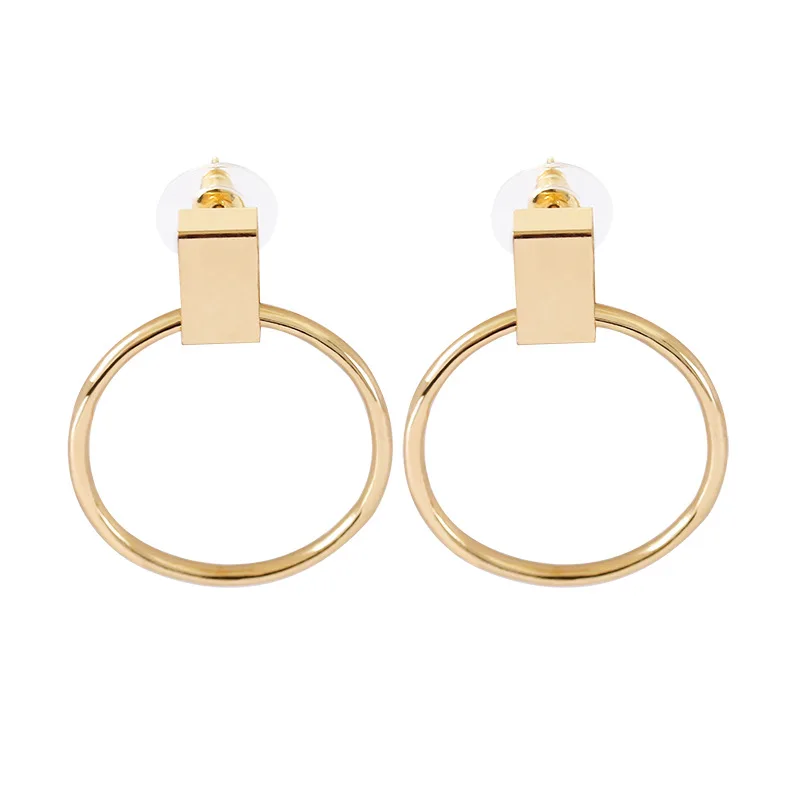 Гипербола женщина большой круг круглые серьги цвета: золотистый серебристый