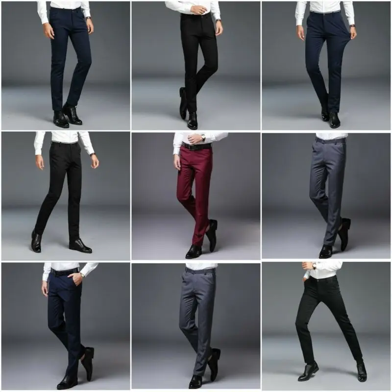 Брюки мужские классические повседневные длинные облегающие деловые формальные