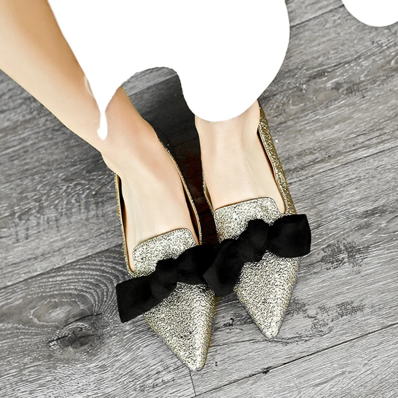 

JK Big Size Fashion Women Flats Spring Pointed Toe Butterfly Knot Shallow Ladies Shoes Flat Outsole Slip On Female Boat Shoes