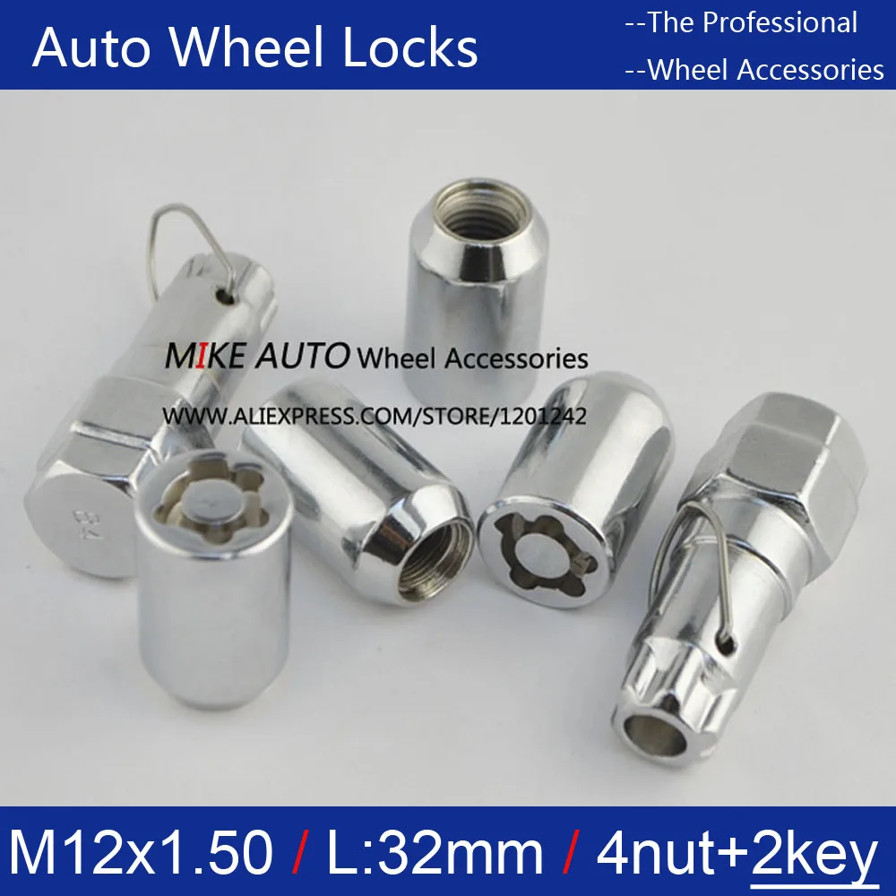 4Nut + 2Key m12x1 5 колёсные замки гайка противоугонная Защитная для колеса Buick Cruze Ford Focus