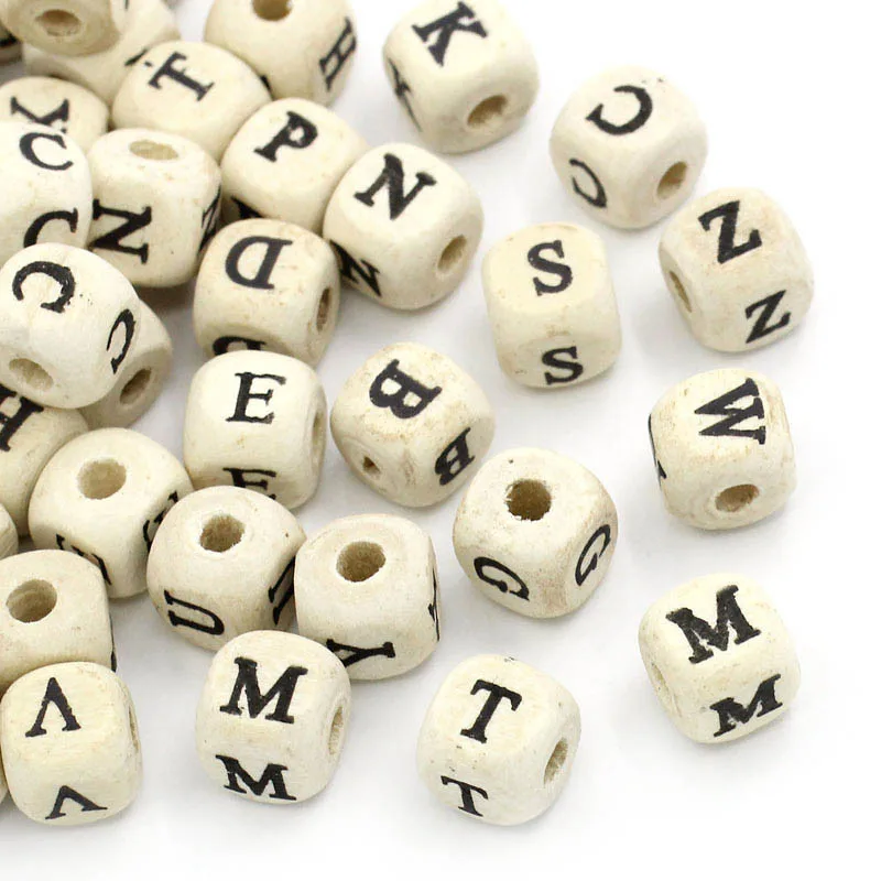 200 шт. деревянные бусины с буквами английского алфавита 10 мм|beads for diy|wooden beadsbeads letters