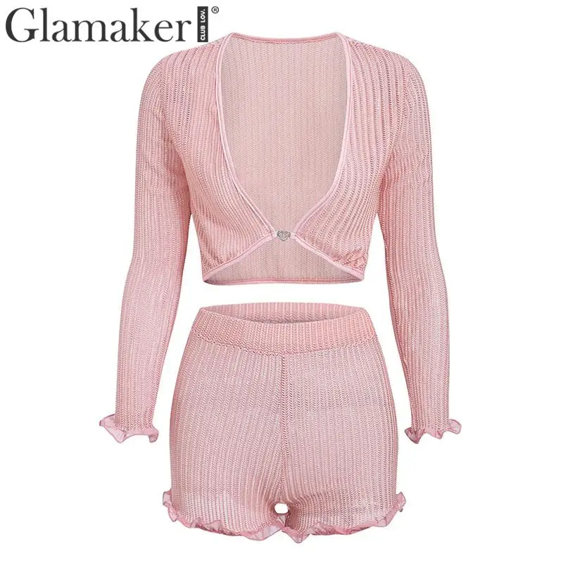 Женский шифоновый плиссированный комбинезон Glamaker однотонный Облегающий из двух