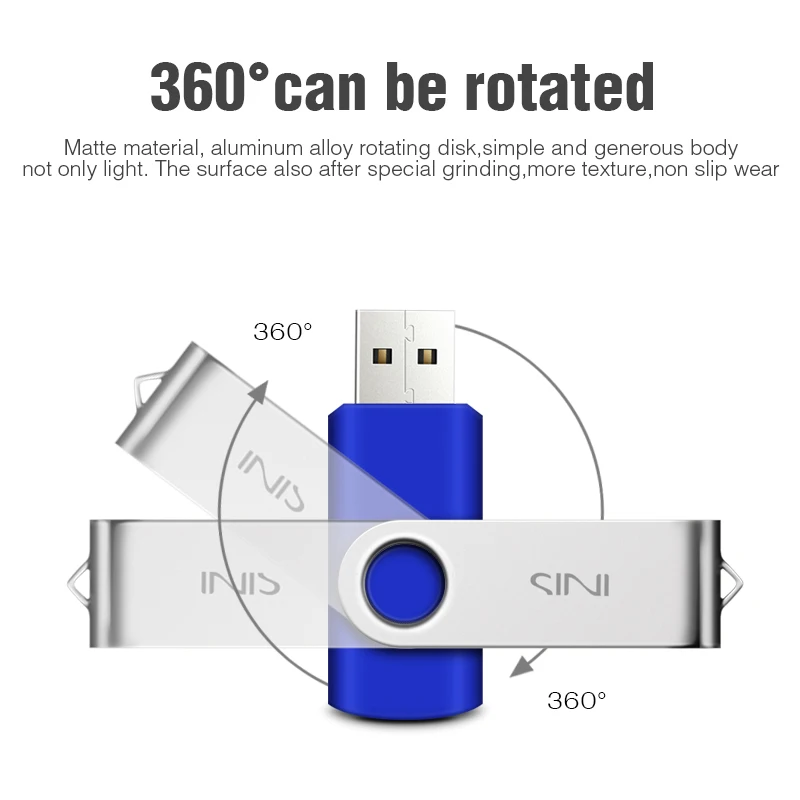 Синий USB флэш накопитель поворотный металлический cle флеш карта памяти 64 ГБ 4 8