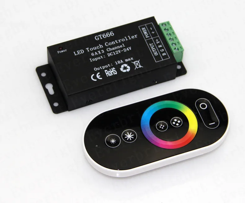 DC12 24V GT666 RF IR remote Touch RBG светодиодный контроллер 6 АКС 3 канала для светодиодной